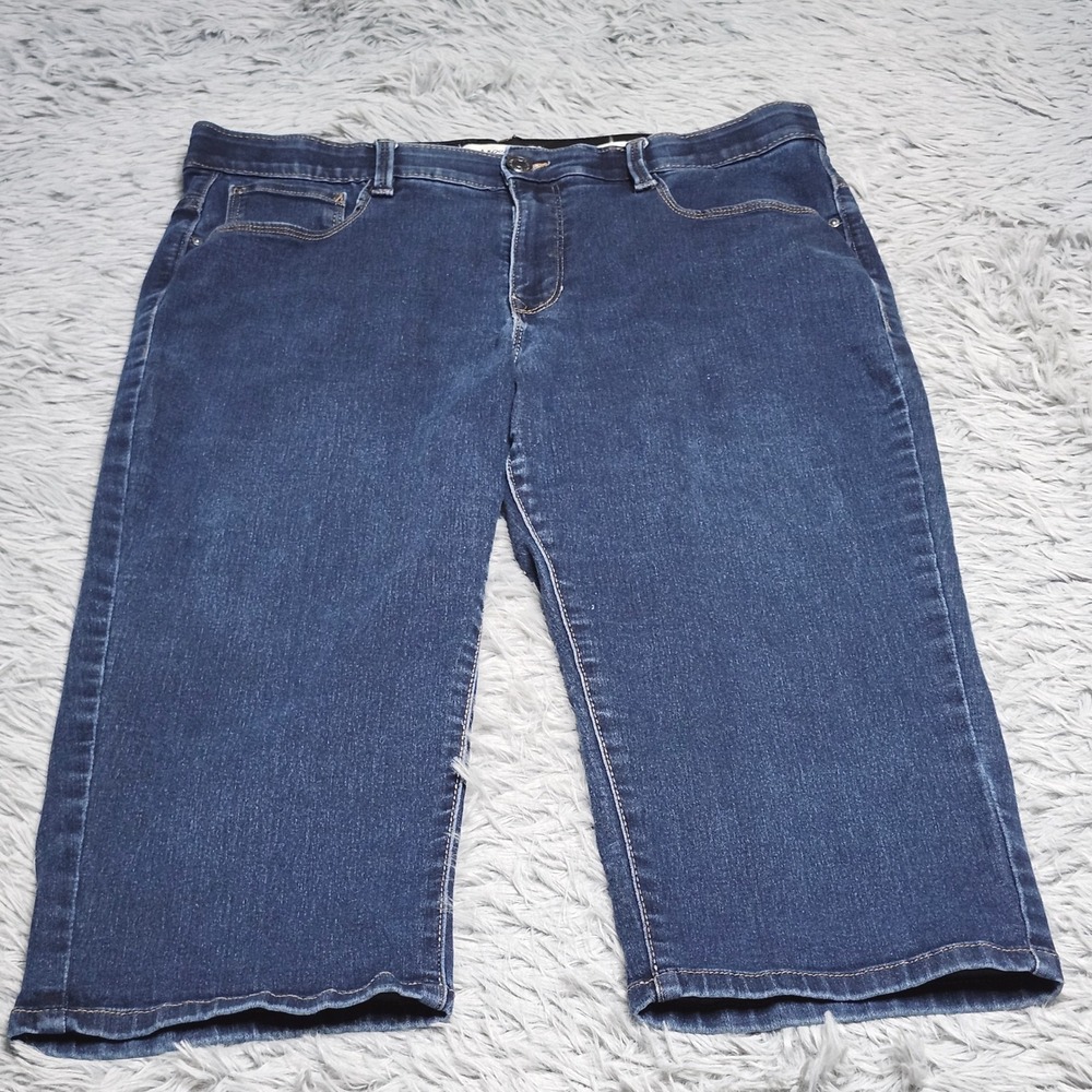 Angels Forever Young Crop Jeans Women 16 Blue Denim 360 Sculpt Capri Stretch